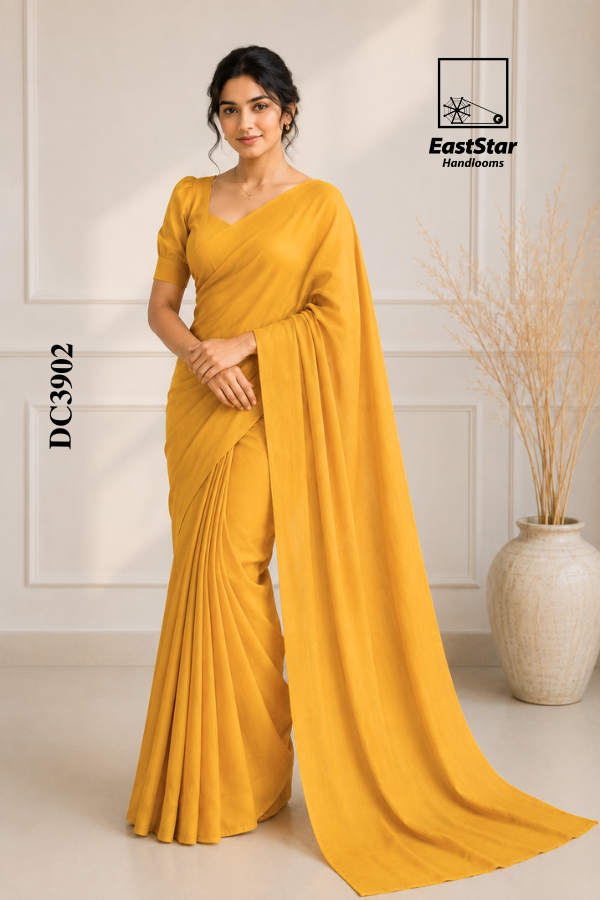 Yellow  Handloom Cotton Saree DC3902