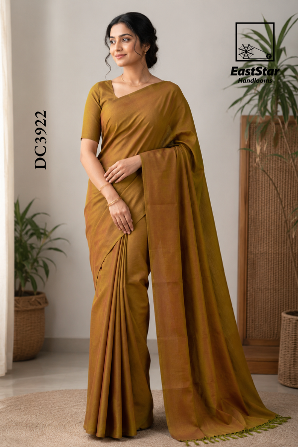 Golden Mustard Brown Handloom Cotton Saree DC3922 Golden Mustard Brown Handloom Cotton Saree DC3922