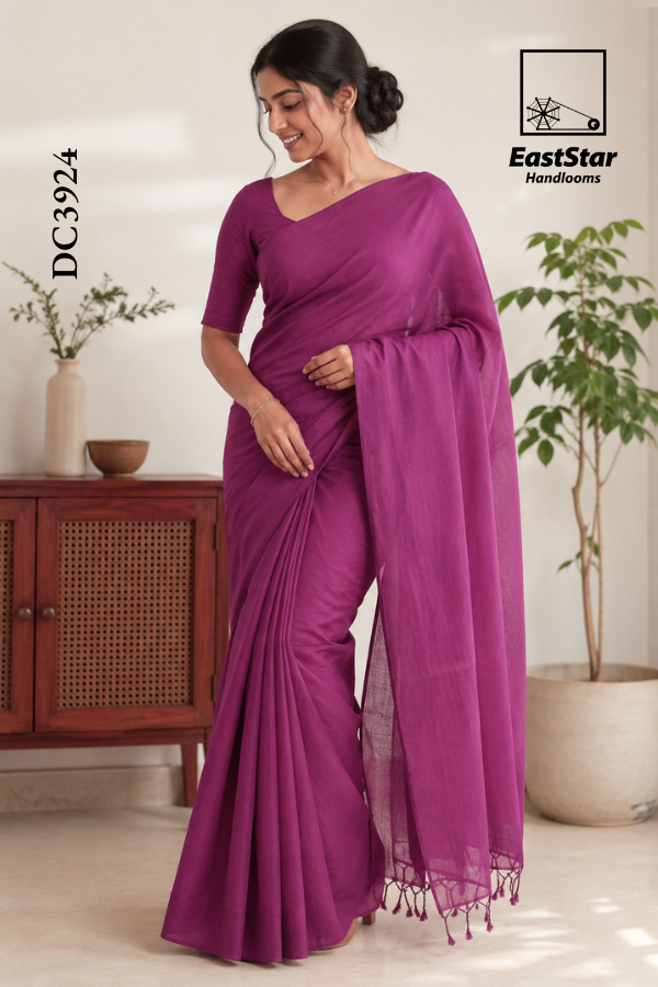 Magenta-Purple Handloom Cotton Saree DC3924 Magenta-Purple Handloom Cotton Saree DC3924