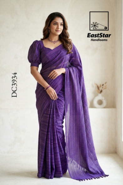 Purple Handloom Cotton Saree DC3934