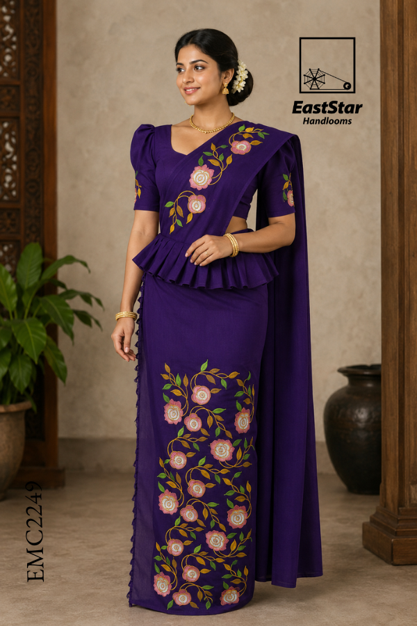 Purple Embroidery Cotton Saree EMC2249 Purple Embroidery Cotton Saree EMC2249