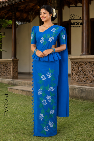 Royal Blue Embroidery Cotton Saree EMC2251 Royal Blue Embroidery Cotton Saree EMC2251