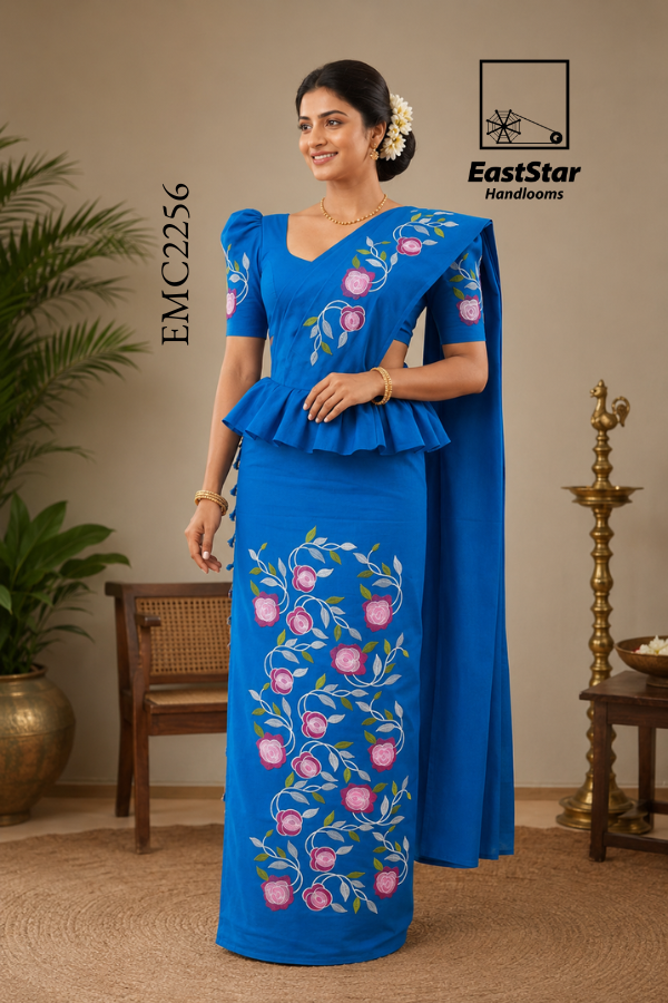 Blue Embroidery Cotton Saree EMC2256 Blue Embroidery Cotton Saree EMC2256