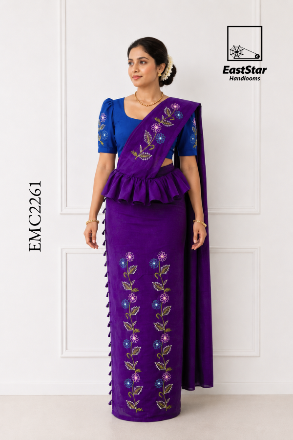 Purple Embroidery Cotton Saree EMC2261 Purple Embroidery Cotton Saree EMC2261