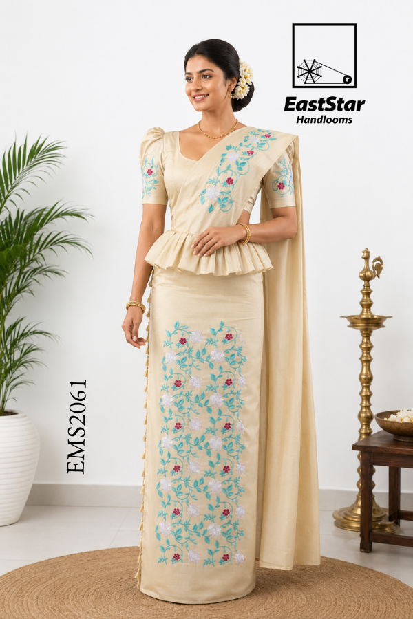 Champagne-Gold Handloom Embroidery Silk Saree EMS2061 Champagne-Gold Handloom Embroidery Silk Saree EMS2061