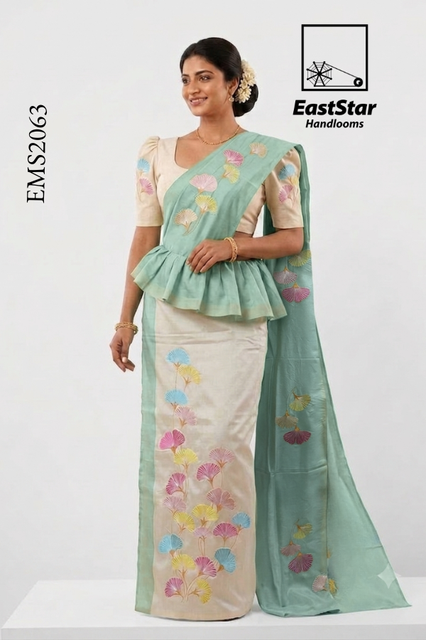 Mint Green Handloom Embroidery Silk Saree EMS2063 Mint Green Handloom Embroidery Silk Saree EMS2063