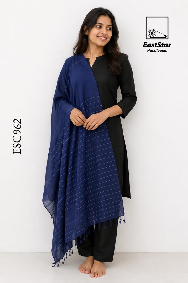 Deep Navy Blue Handloom Shawls ESC962 Deep Navy Blue Handloom Shawls ESC962