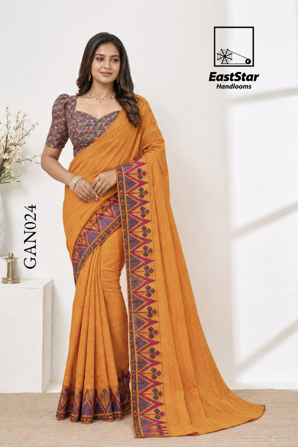 Mustard-Yellow Indian Saree GAN024 Mustard-Yellow Indian Saree GAN024