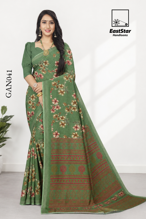 Sage Green Indian Saree GAN041