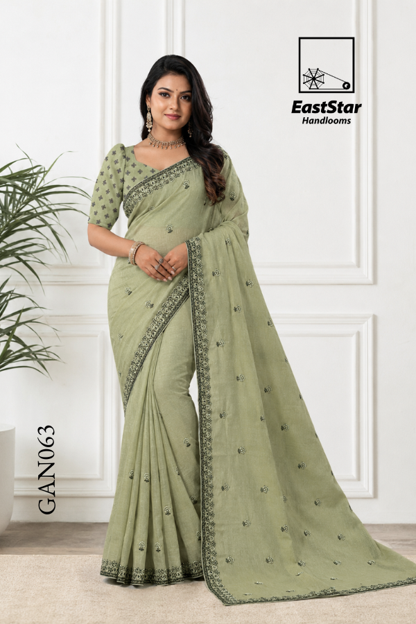 Sage Green Indian Saree GAN063 Sage Green Indian Saree GAN063