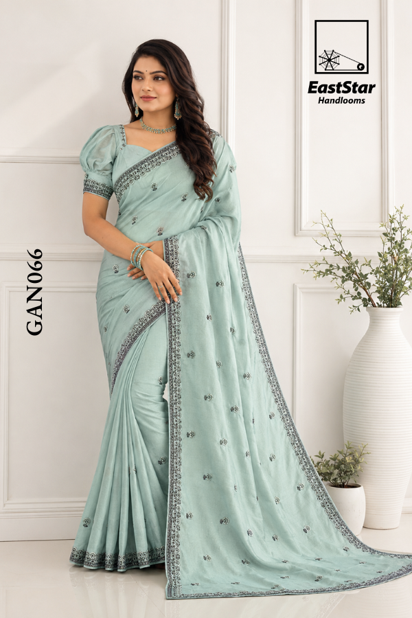 Mint Green Indian Wedding  Saree GAN066
