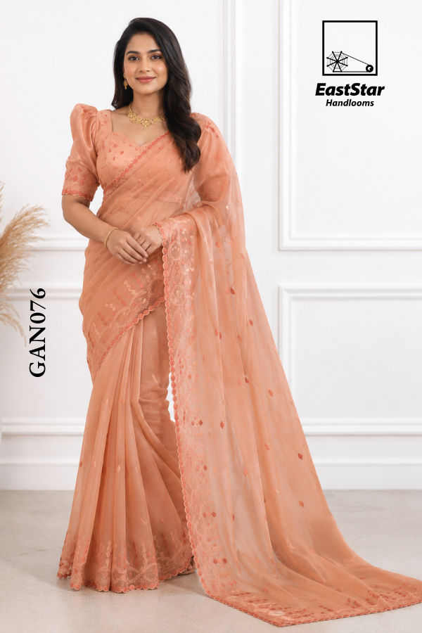 Soft Peach  Indian Wedding  Saree GAN076