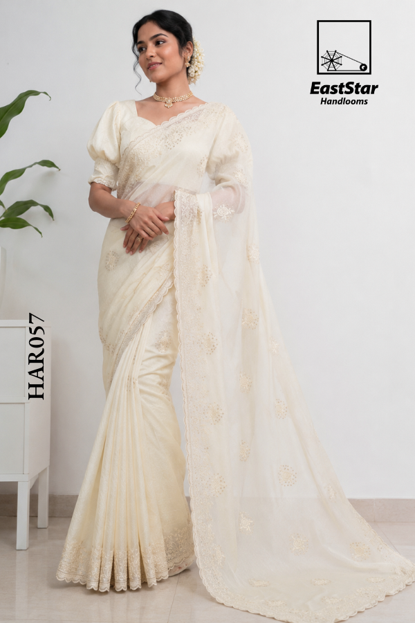 Off-White Indian Wedding Saree HAR057 Off-White Indian Wedding Saree HAR057