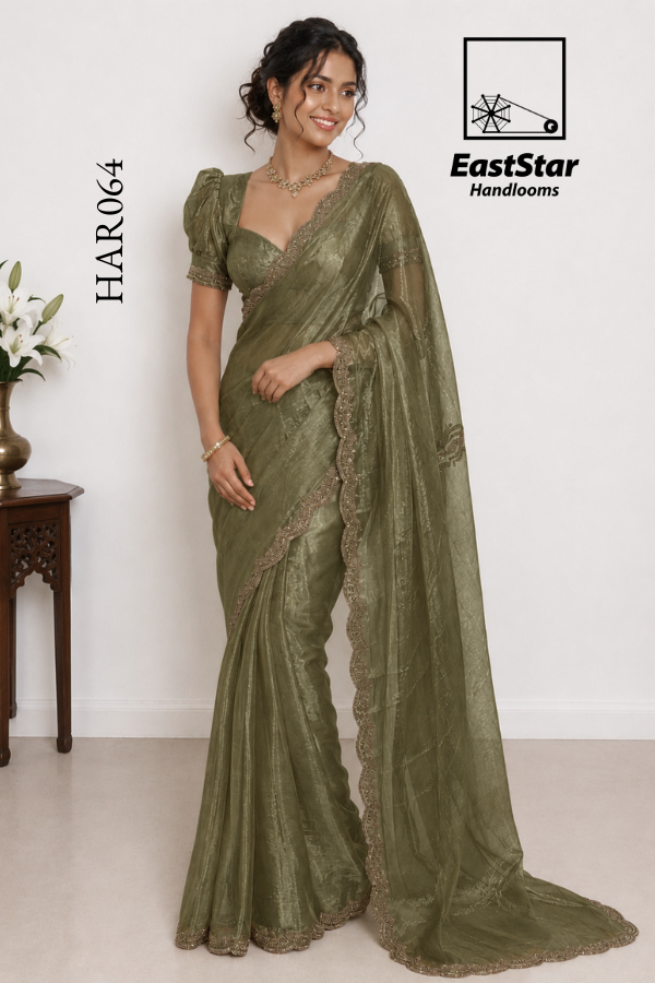 Olive Green Indian Wedding Saree HAR064 Olive Green Indian Wedding Saree HAR064