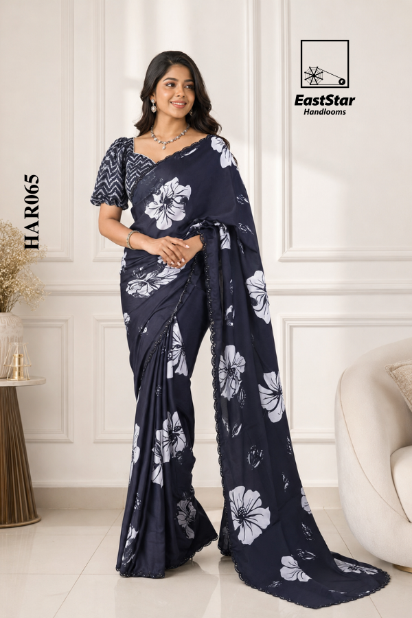 Navy Blue Indian Wedding Saree HAR065]