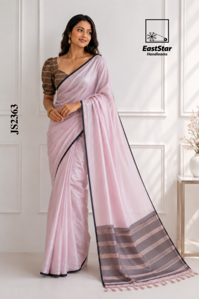 soft Blush Pink Handloom Silk Saree JS2363
