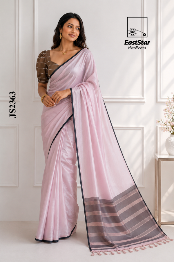 soft Blush Pink Handloom Silk Saree JS2363 soft Blush Pink Handloom Silk Saree JS2363