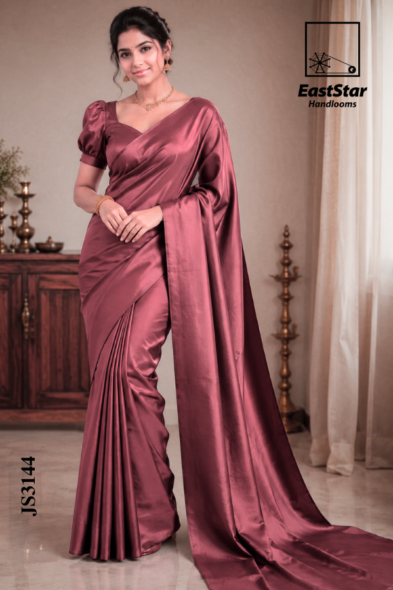 Wine Rose  Handloom Silk  Saree JS3144