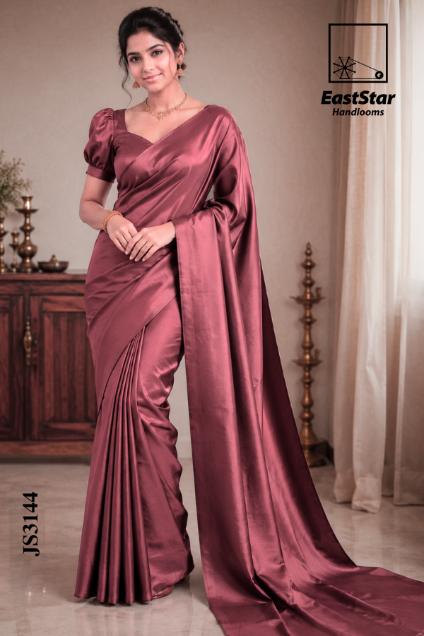 Wine Rose Handloom Silk Saree JS3144 Wine Rose Handloom Silk Saree JS3144