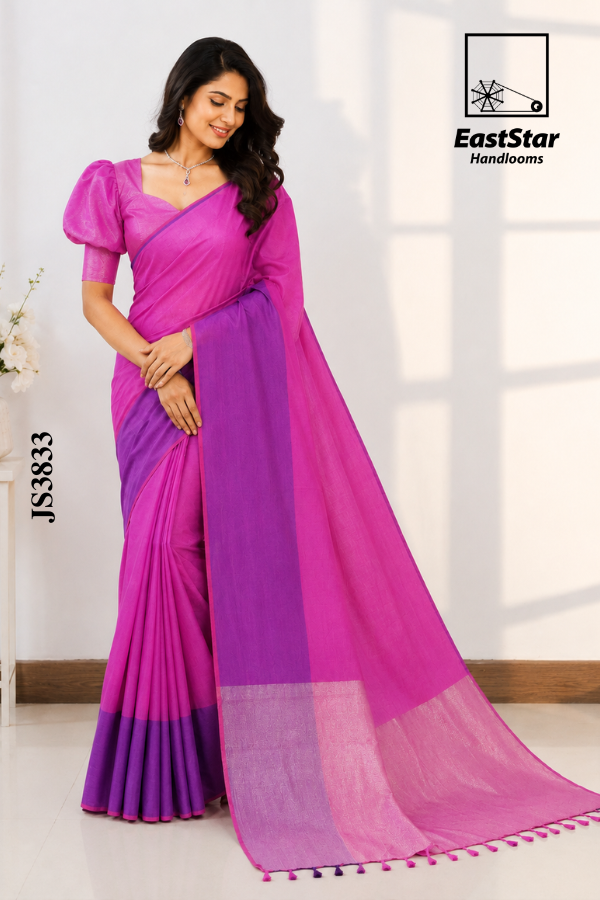 Pink Handloom Silk Saree JS3833 Pink Handloom Silk Saree JS3833