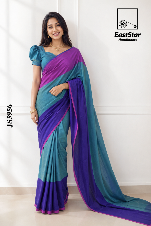 Teal Blue Handloom Silk Saree JS3956 Teal Blue Handloom Silk Saree JS3956