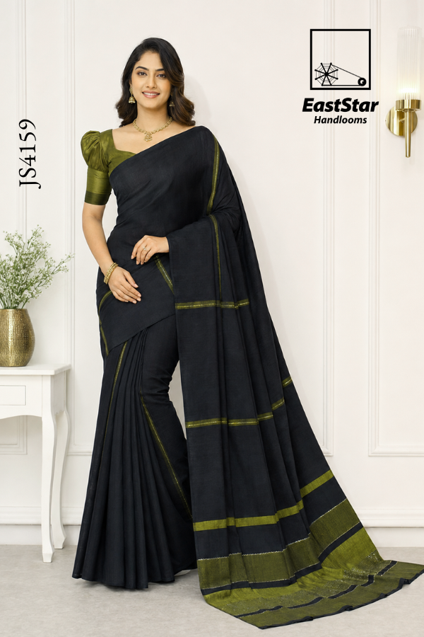 Black Green Handloom Silk Saree JS4159 Black Green Handloom Silk Saree JS4159