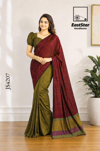 Red  Handloom Silk Saree JS4207