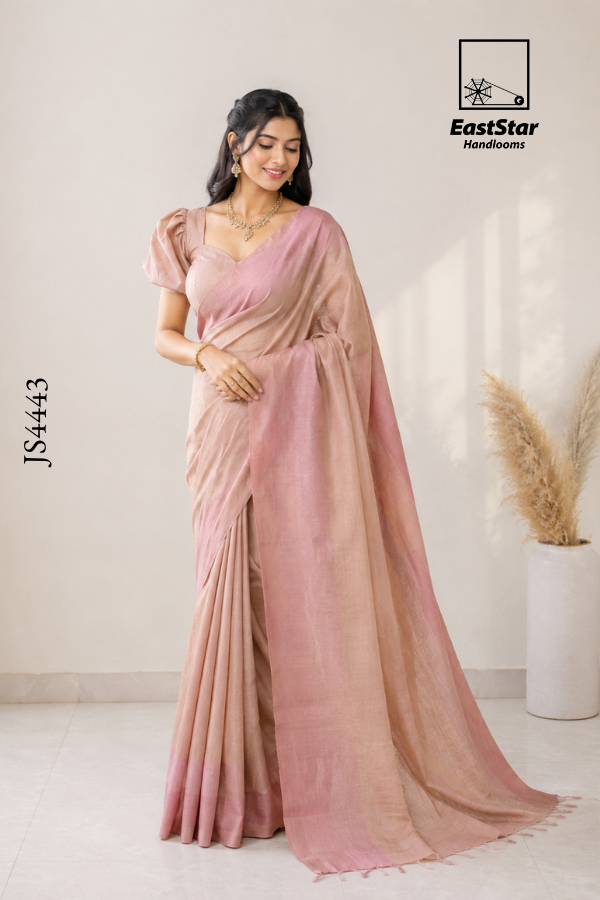 Blush Pink  Handloom Silk Saree JS4443