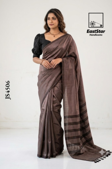 Dark Mauve  Handloom  Silk Saree JS4506