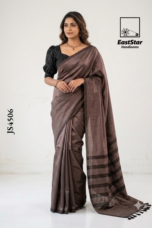 Dark Mauve  Handloom  Silk Saree JS4506