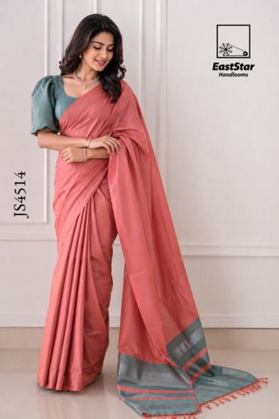 Dusty Pink Handloom Silk Saree JS4514