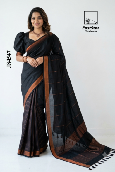 Black Handloom Silk Saree JS4547