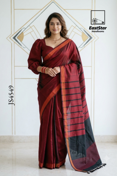 Maroon Handloom Silk Saree JS4549