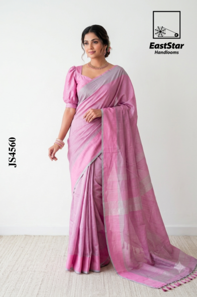 Soft Pink  Handloom Silk  Saree JS4560