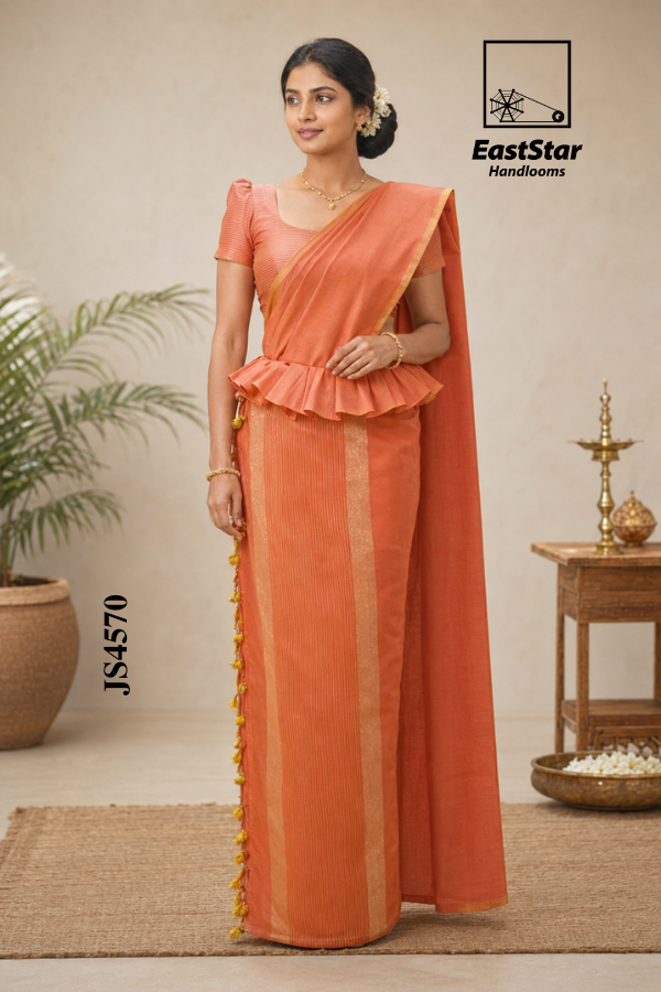 Burnt Orange Handloom Silk Saree JS4570 Burnt Orange Handloom Silk Saree JS4570