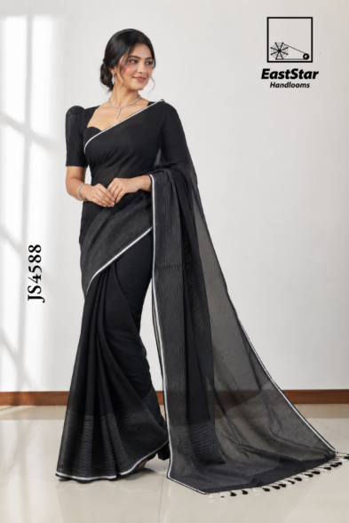 Black  Handloom Silk Saree JS4588