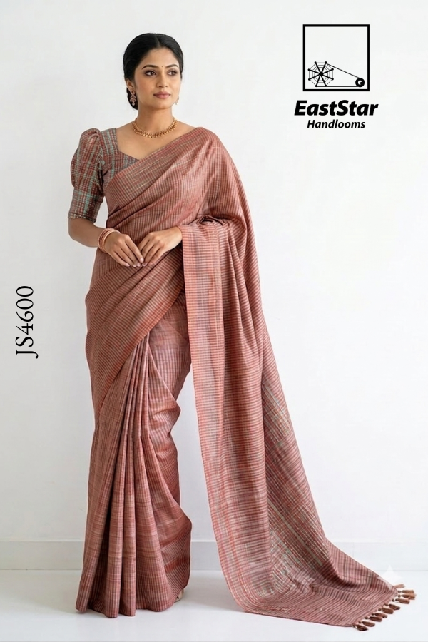 Muted Terracotta Tone Handloom Silk Saree JS4600 Muted Terracotta Tone Handloom Silk Saree JS4600