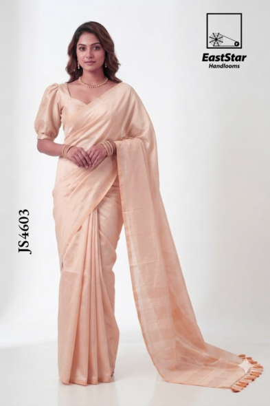 Soft Peach  Handloom Silk Saree JS4603