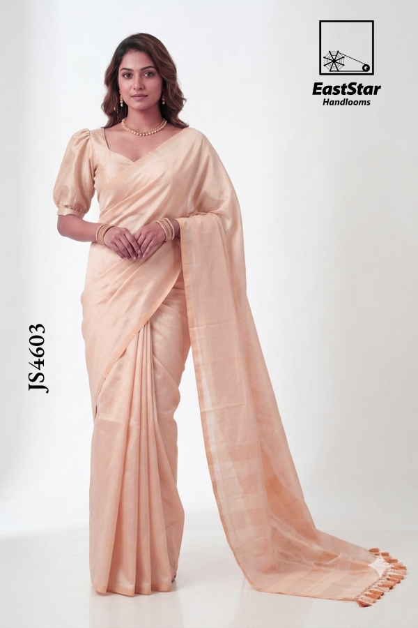 Soft Peach Handloom Silk Saree JS4603 Soft Peach Handloom Silk Saree JS4603