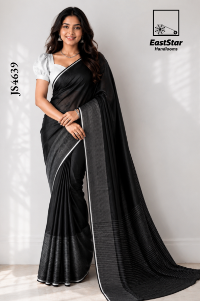 Black Handloom Silk Saree JS4639