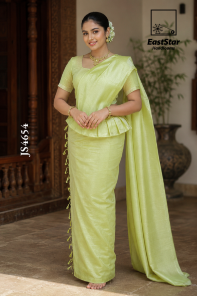 Lime Green Handloom Silk Saree JS4654