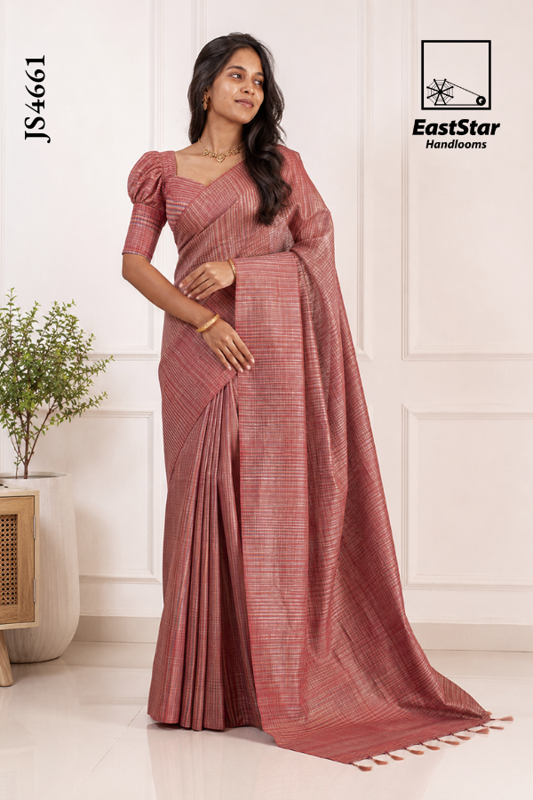 Dusty Rose Pink Handloom Silk Saree JS4661 Dusty Rose Pink Handloom Silk Saree JS4661