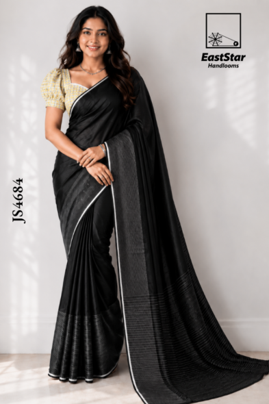 Black Handloom Silk Saree JS4684
