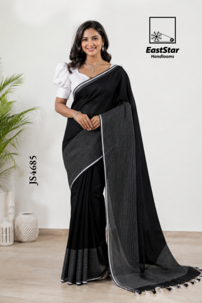 Black Handloom Silk Saree JS4685