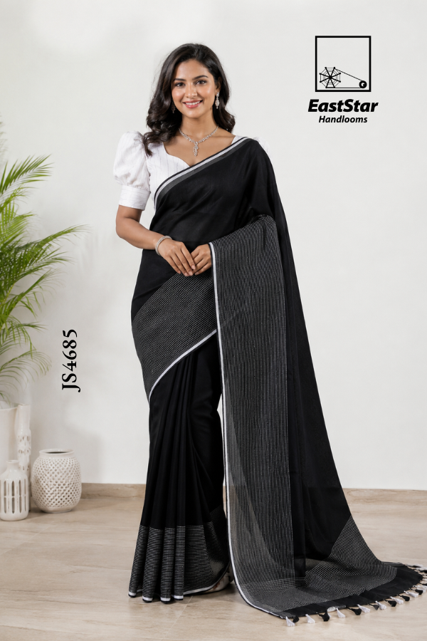Black Handloom Silk Saree JS4685