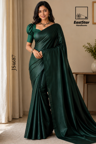 Emerald Green Handloom Silk Saree JS4687