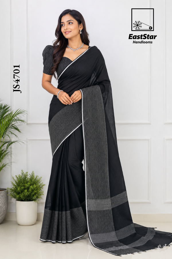 Black Handloom Silk Saree JS4701 Black Handloom Silk Saree JS4701