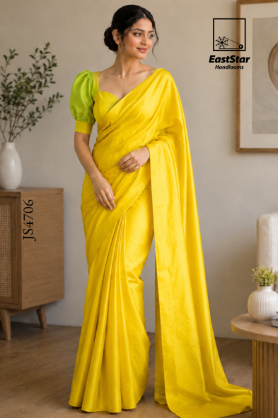Yellow Handloom Silk Saree JS4706