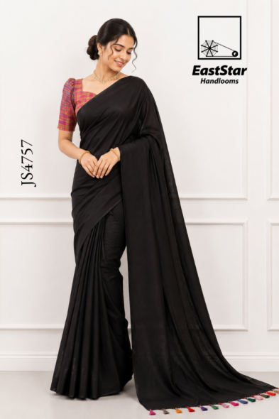 Black Handloom Silk Saree JS4757