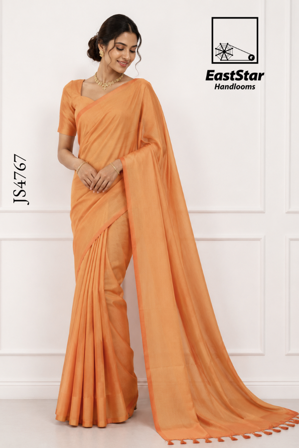 Peach-Orange Handloom Silk Saree JS4767 Peach-Orange Handloom Silk Saree JS4767